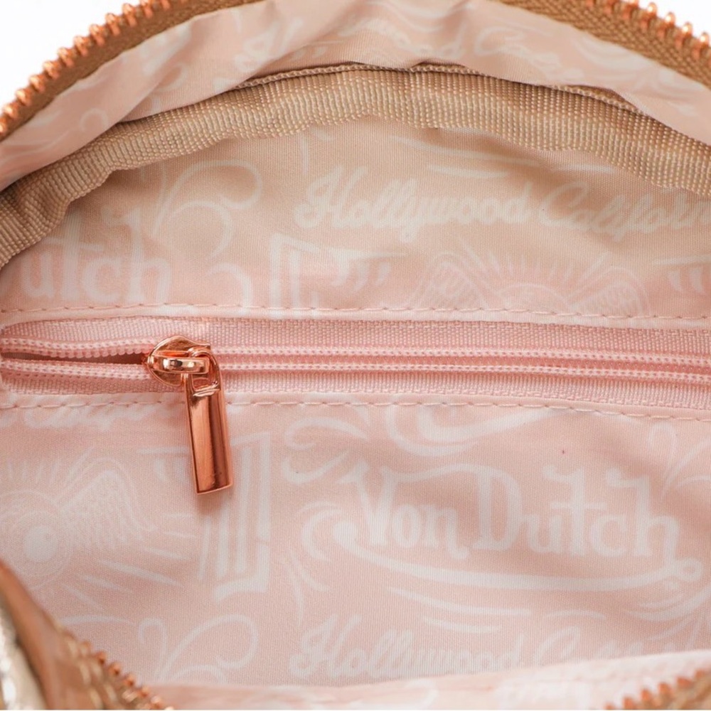 NWT Von Dutch Metallic Rose Gold Satchel Full Inclusion - Picture 6 of 11